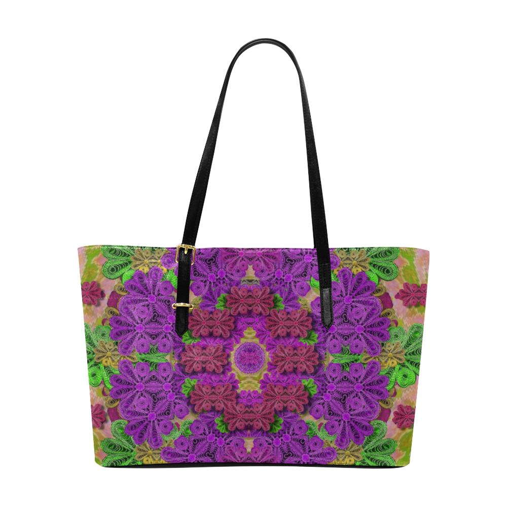 Rainbow and peacock mandala in heavy metal style Euramerican Tote Bag/Large (Model 1656)