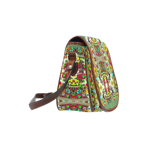 Chicken monkeys smile in the hot floral nature Saddle Bag/Small (Model 1649) Full Customization