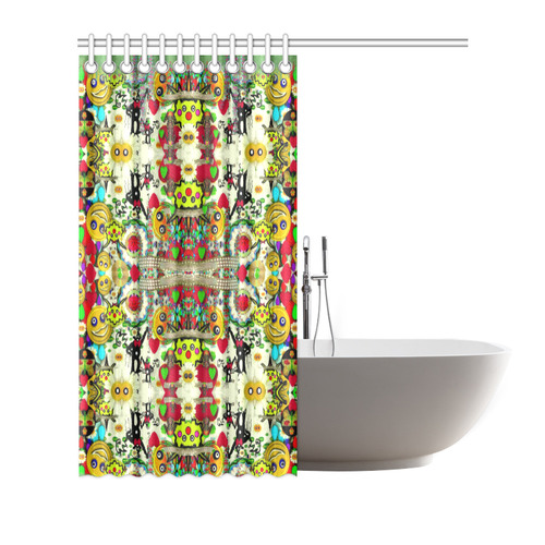 Chicken monkeys smile in the hot floral nature Shower Curtain 66"x72"