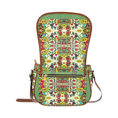 Chicken monkeys smile in the hot floral nature Saddle Bag/Small (Model 1649) Full Customization