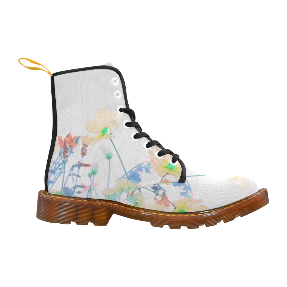 Moon Floral Boots Custom Canvas Boots For Women Model 1203H