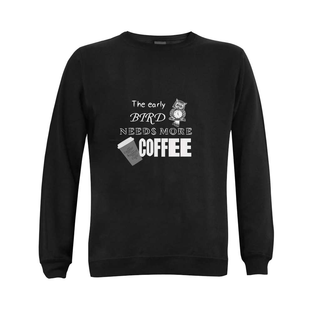Early Bird Needs Coffee Gildan Crewneck Sweatshirt(NEW) (Model H01)