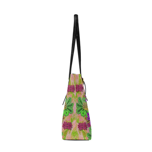 Rainbow and peacock mandala in heavy metal style Euramerican Tote Bag/Large (Model 1656)