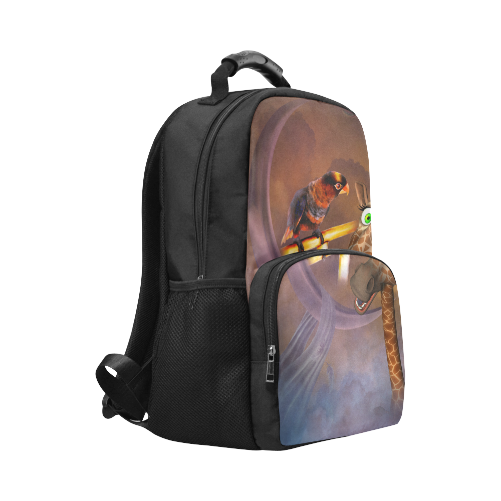 Funny giraffe with parrot Unisex Laptop Backpack (Model 1663)