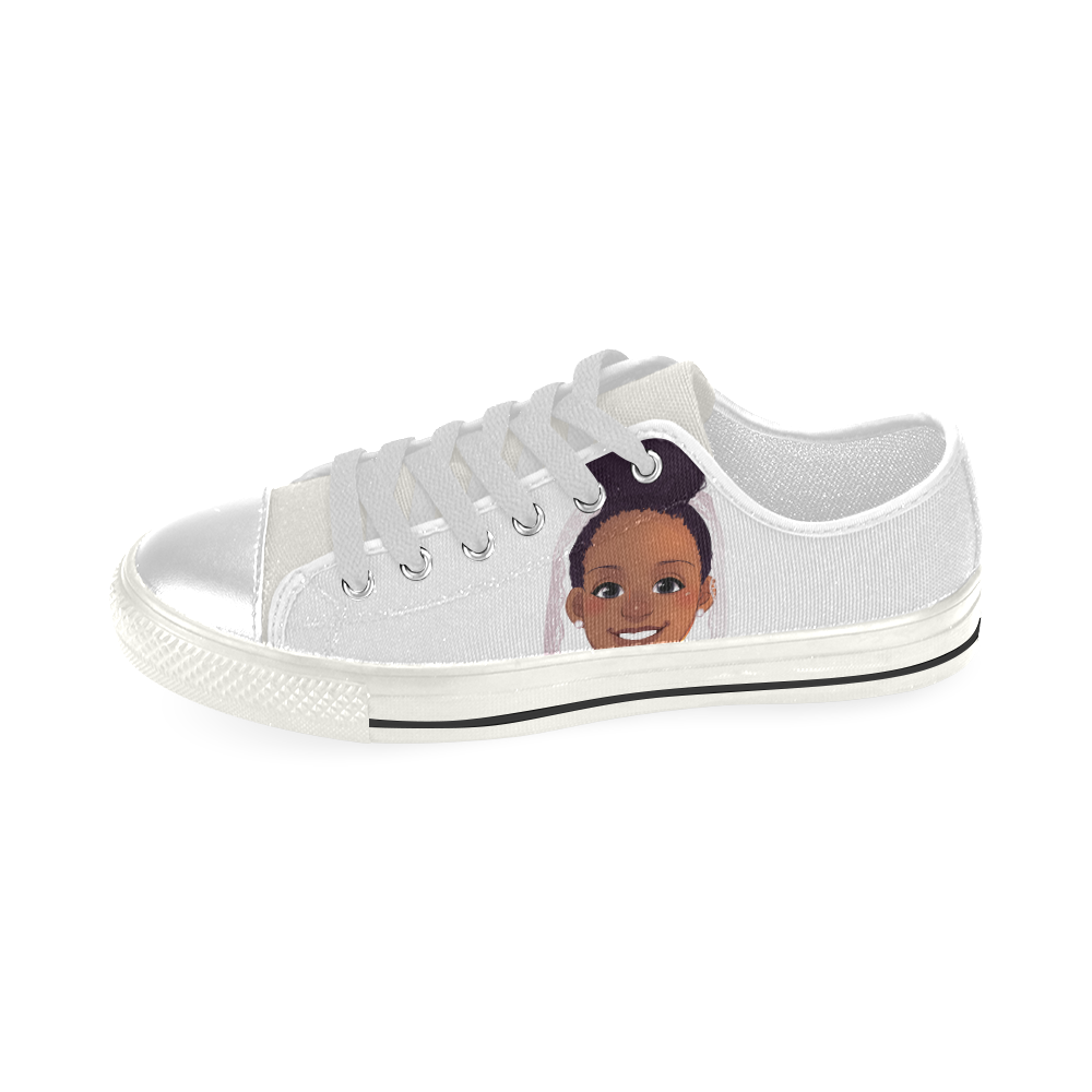 Princess White Sneaker Low Top Canvas Shoes for Kid (Model 018)