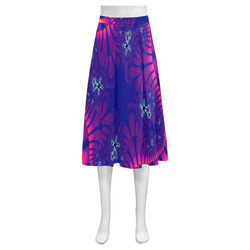 Coral Sea Flower Mnemosyne Women's Crepe Skirt (Model D16)