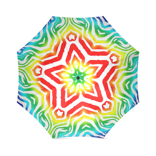 Umbrella Multi-colored Rainbow Star Zebra Pattern by Tell3People Foldable Umbrella (Model U01)