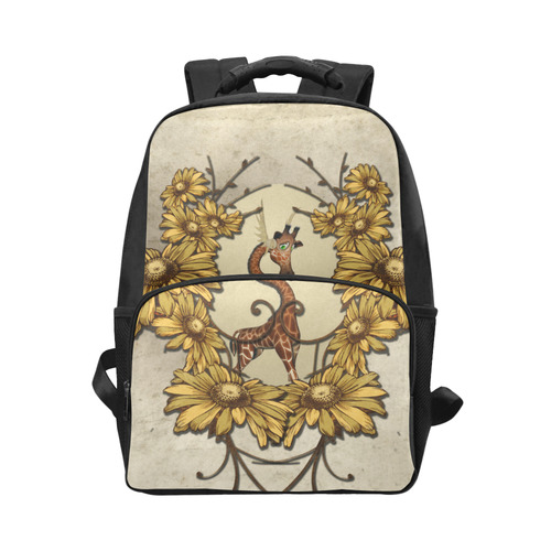 Sweet, cute giraffe with flowers Unisex Laptop Backpack (Model 1663)