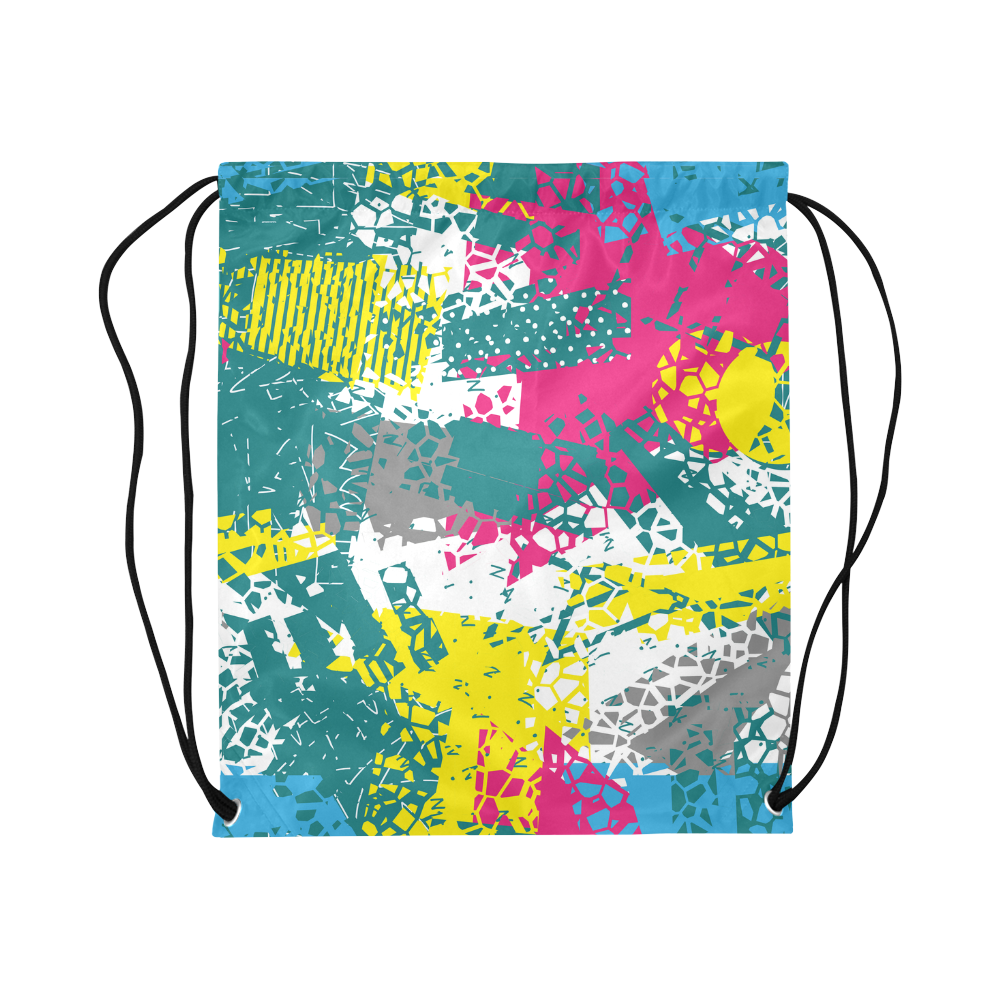 Cracked shapes Large Drawstring Bag Model 1604 (Twin Sides)  16.5"(W) * 19.3"(H)