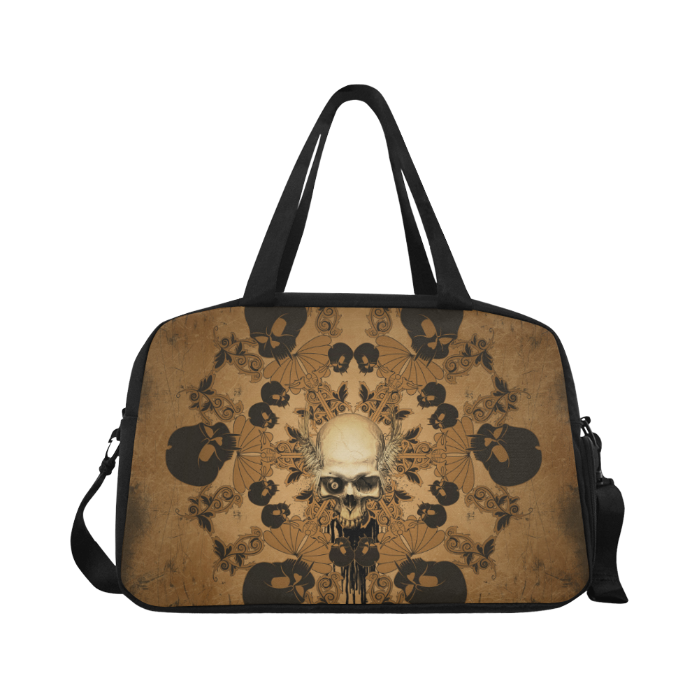 Skull with skull mandala on the background Fitness Handbag (Model 1671)