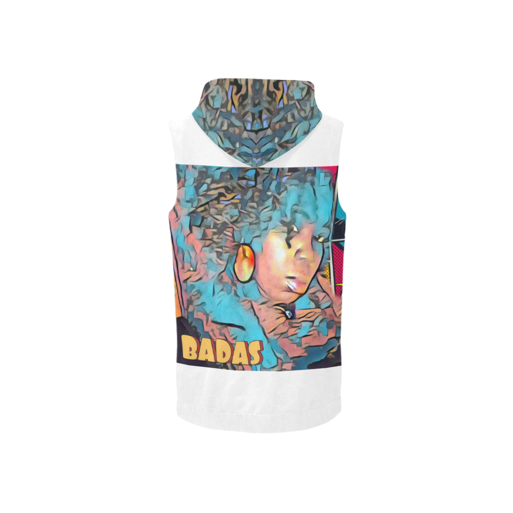 Badas Vest All Over Print Sleeveless Zip Up Hoodie for Women (Model H16)