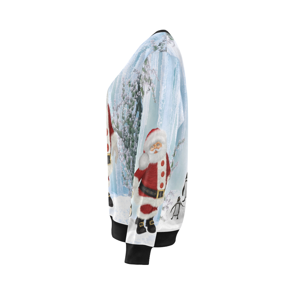 Santa Claus with penguin All Over Print Crewneck Sweatshirt for Women (Model H18)