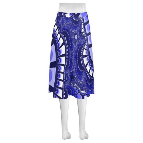 Blue White Remix Mnemosyne Women's Crepe Skirt (Model D16)