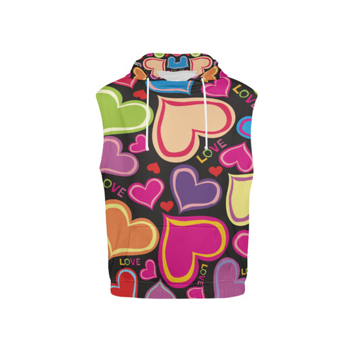 Cute heart Sweat Vest Black All Over Print Sleeveless Hoodie for Kid (Model H15)