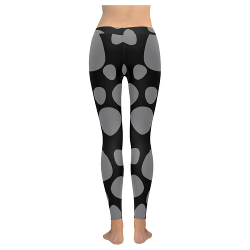 Black leopard skin Women's Low Rise Leggings (Invisible Stitch) (Model L05)