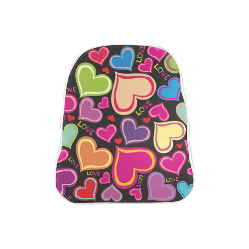 Cute heart Book Bag School Backpack (Model 1601)(Small)