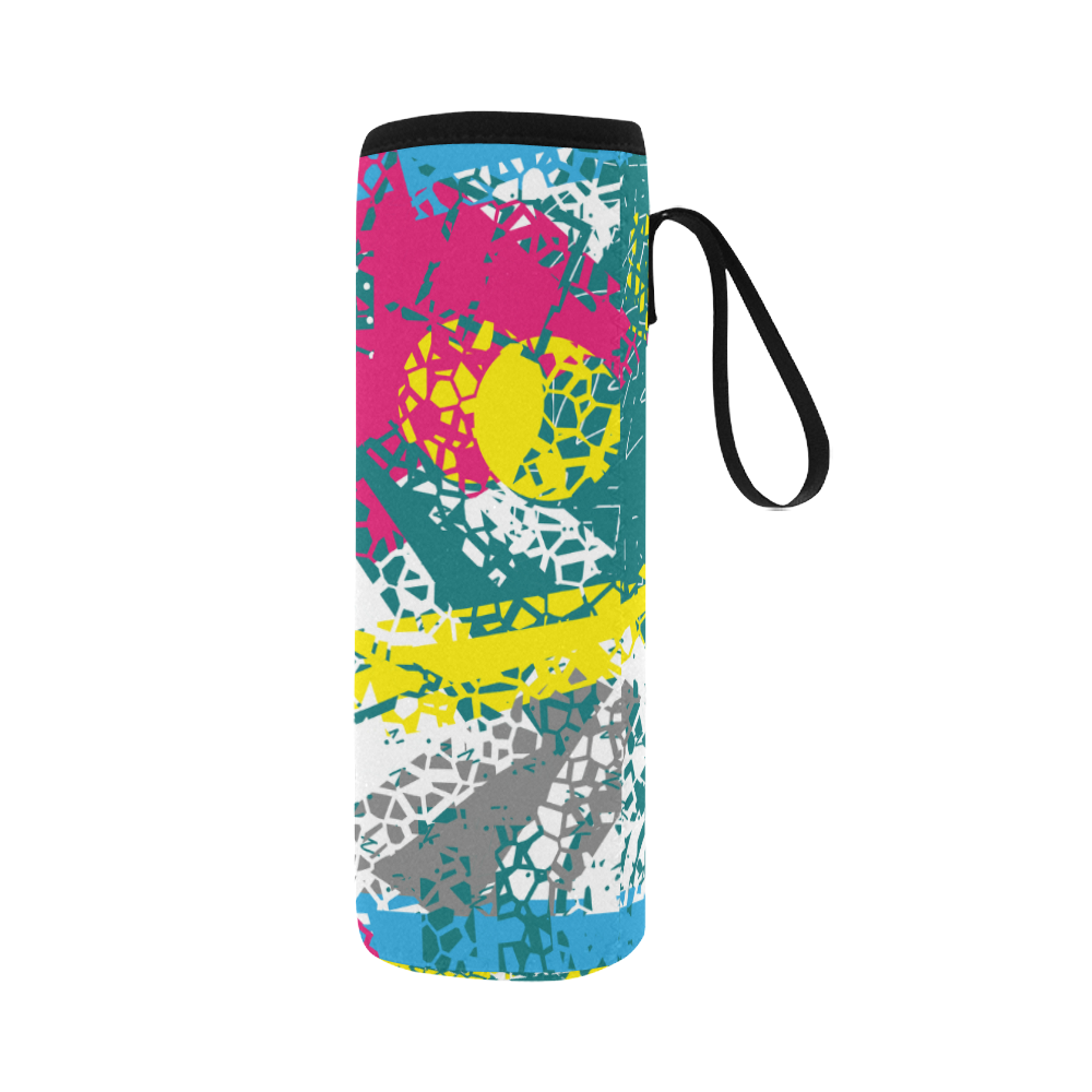 Cracked shapes Neoprene Water Bottle Pouch/Large