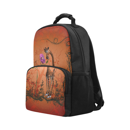 Funny giraffe speak with a flower Unisex Laptop Backpack (Model 1663)