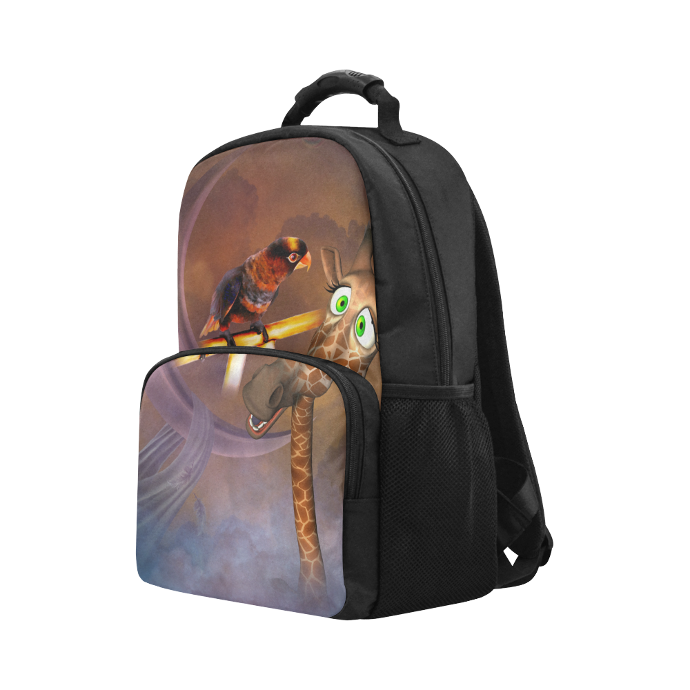 Funny giraffe with parrot Unisex Laptop Backpack (Model 1663)
