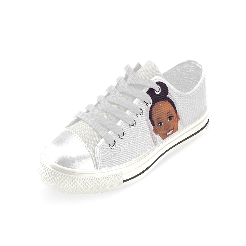 Princess White Sneaker Low Top Canvas Shoes for Kid (Model 018)