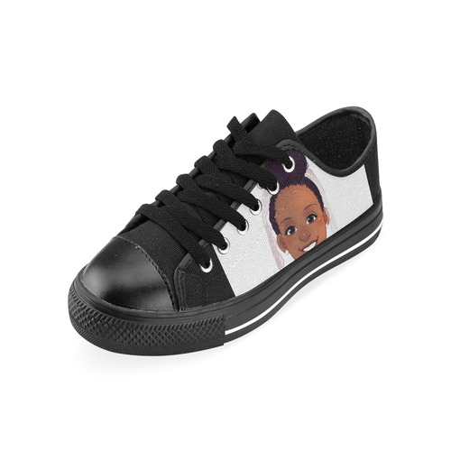 Princess Black Sneaker Low Top Canvas Shoes for Kid (Model 018)