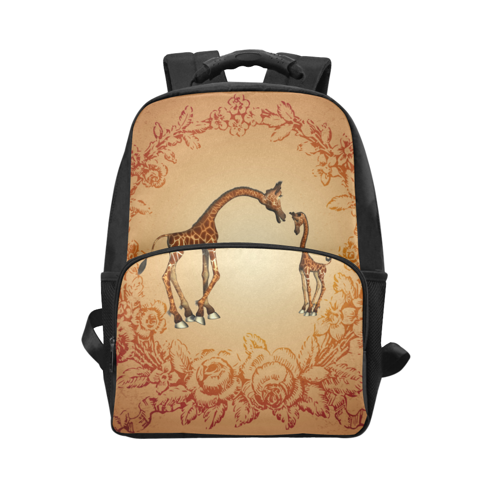 Cute giraffe with young giraffe Unisex Laptop Backpack (Model 1663)