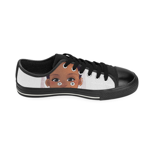 Princess Black Sneaker Low Top Canvas Shoes for Kid (Model 018)