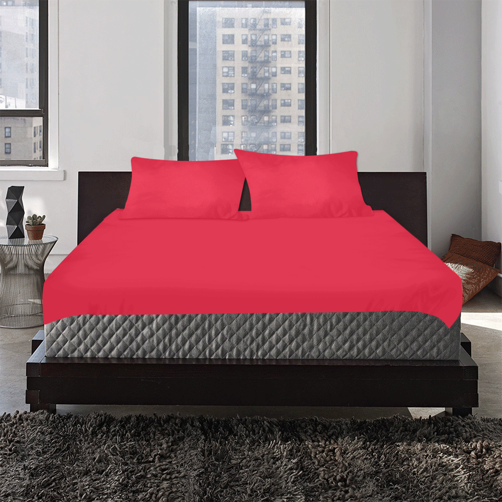 Designer Color Solid Crimson Red 3-Piece Bedding Set