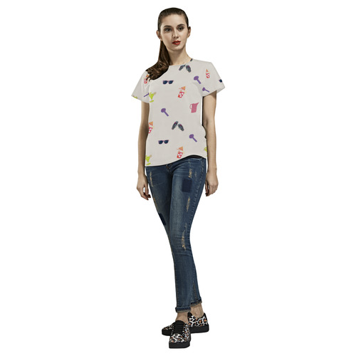 Tropical Violet Fever All Over Print T-Shirt for Women (USA Size) (Model T40)
