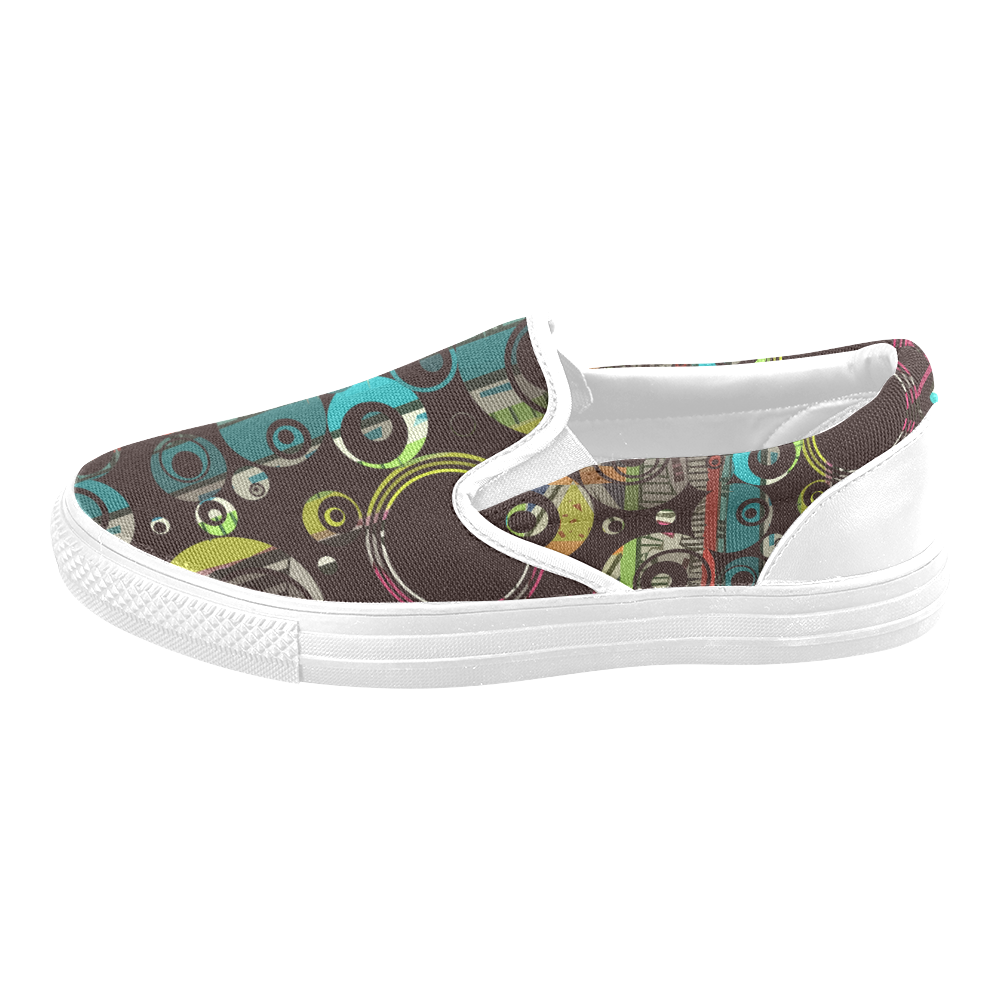 Circles texture Women's Unusual Slip-on Canvas Shoes (Model 019)