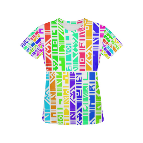 Colorful stripes All Over Print T-Shirt for Women (USA Size) (Model T40)