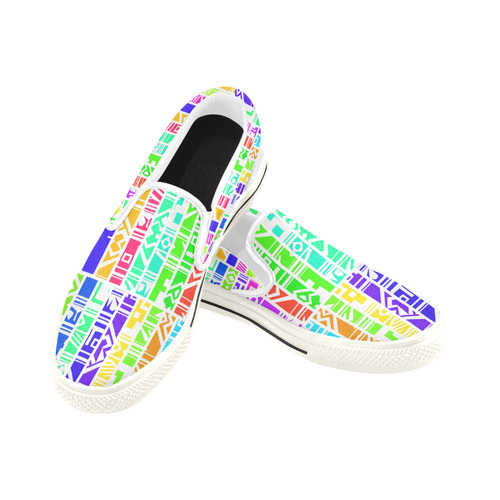 Colorful stripes Slip-on Canvas Shoes for Kid (Model 019)