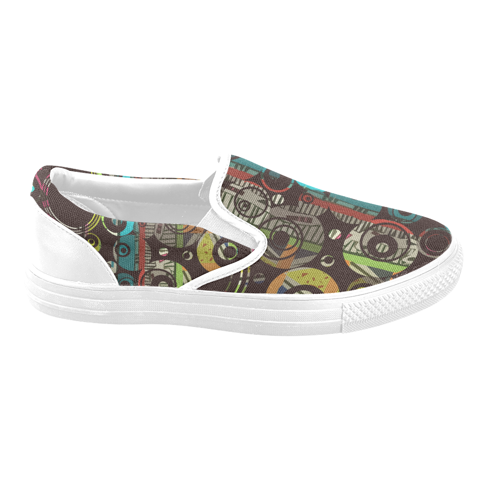Circles texture Women's Unusual Slip-on Canvas Shoes (Model 019)