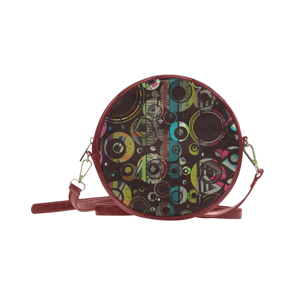 Circles texture Round Sling Bag (Model 1647)