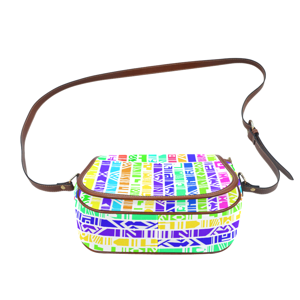 Colorful stripes Saddle Bag/Large (Model 1649)