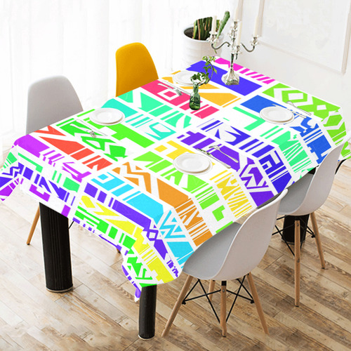 Colorful stripes Cotton Linen Tablecloth 52"x 70"