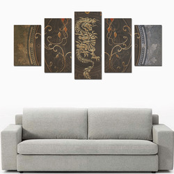 wonderful golden chinese dragon Canvas Print Sets D (No Frame)