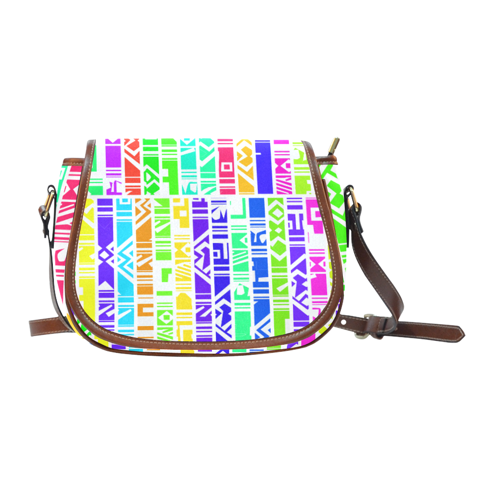Colorful stripes Saddle Bag/Large (Model 1649)