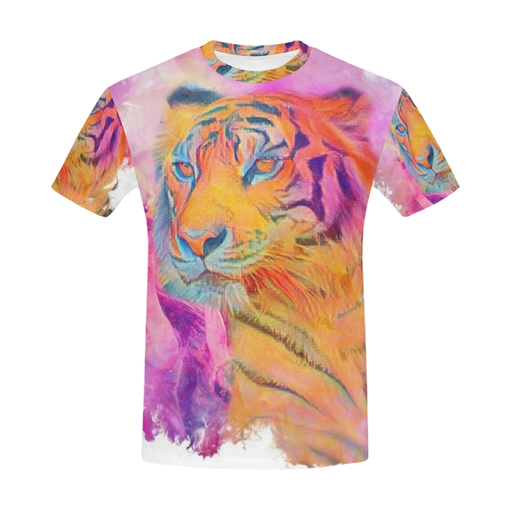 Painterly Animal - Tiger by JamColors All Over Print T-Shirt for Men (USA Size) (Model T40)