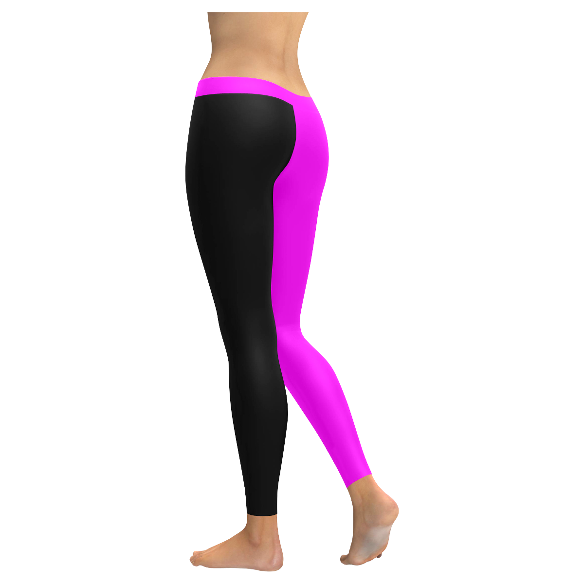 Leggings Hot Pink Black by Tell3People Women's Low Rise Leggings (Invisible Stitch) (Model L05)