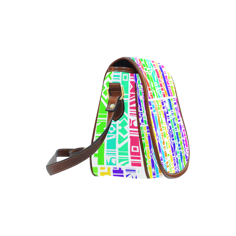 Colorful stripes Saddle Bag/Large (Model 1649)