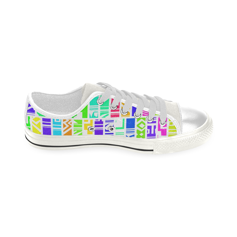 Colorful stripes Low Top Canvas Shoes for Kid (Model 018)