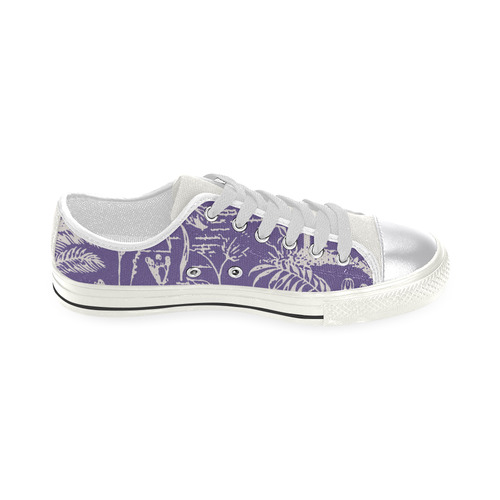 Tropical Violet PalmPrint Canvas Women's Shoes/Large Size (Model 018)