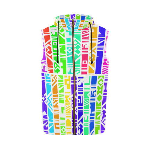 Colorful stripes All Over Print Sleeveless Zip Up Hoodie for Men (Model H16)