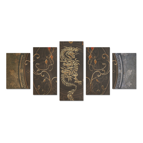 wonderful golden chinese dragon Canvas Print Sets D (No Frame)