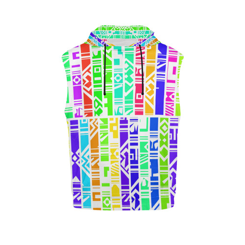 Colorful stripes All Over Print Sleeveless Hoodie for Men (Model H15)