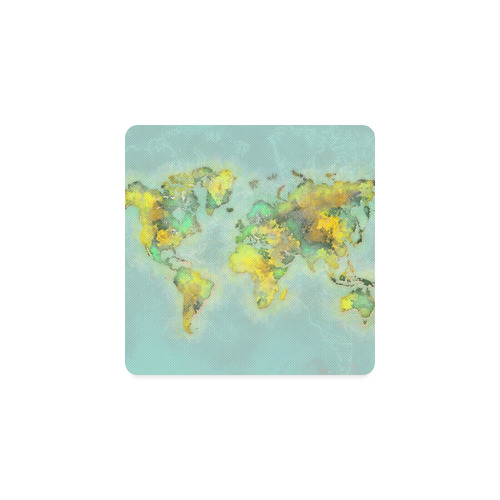 world map green #map #worldmap Square Coaster