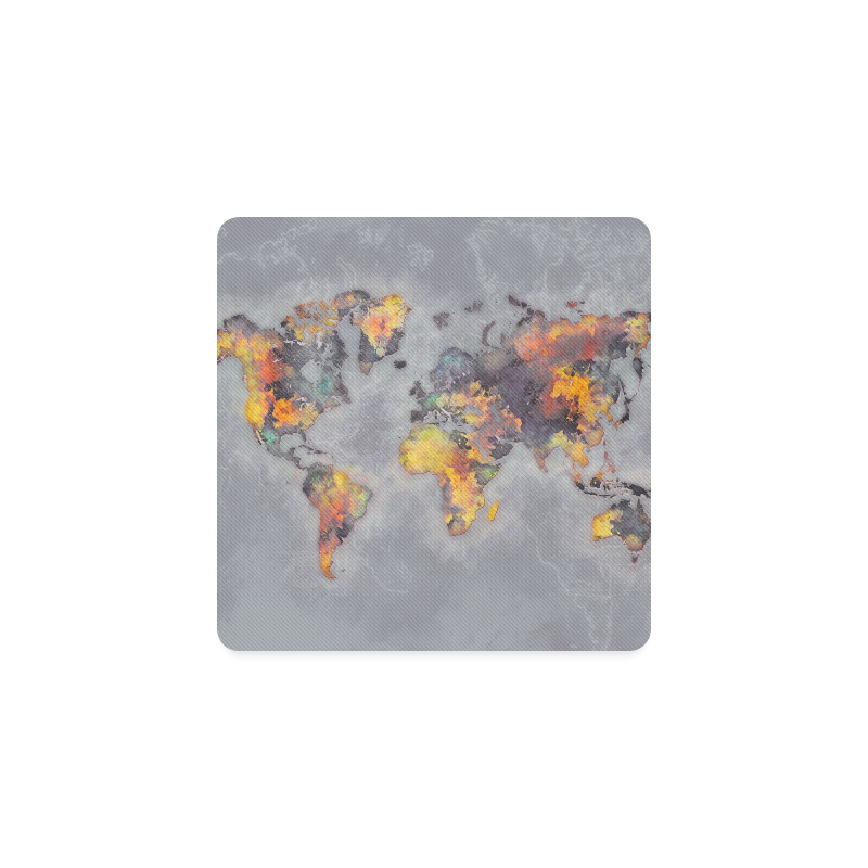 world map grey #map #worldmap Square Coaster