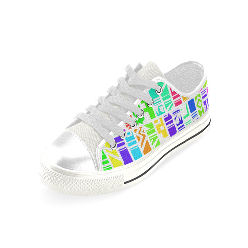 Colorful stripes Low Top Canvas Shoes for Kid (Model 018)