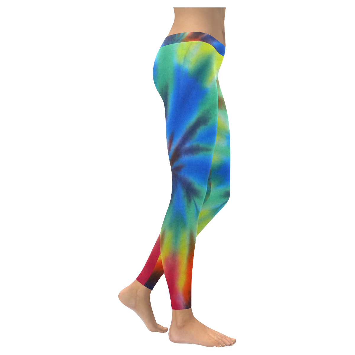 Leggings Multi-colored Tie Dye Rainbow by Tell3People Women's Low Rise Leggings (Invisible Stitch) (Model L05)